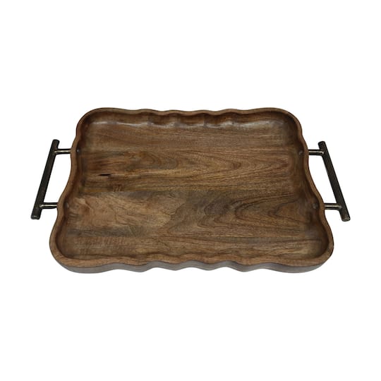 18.6" x 11.8" Mango Wood Tray with Metal Handles by Ashland®